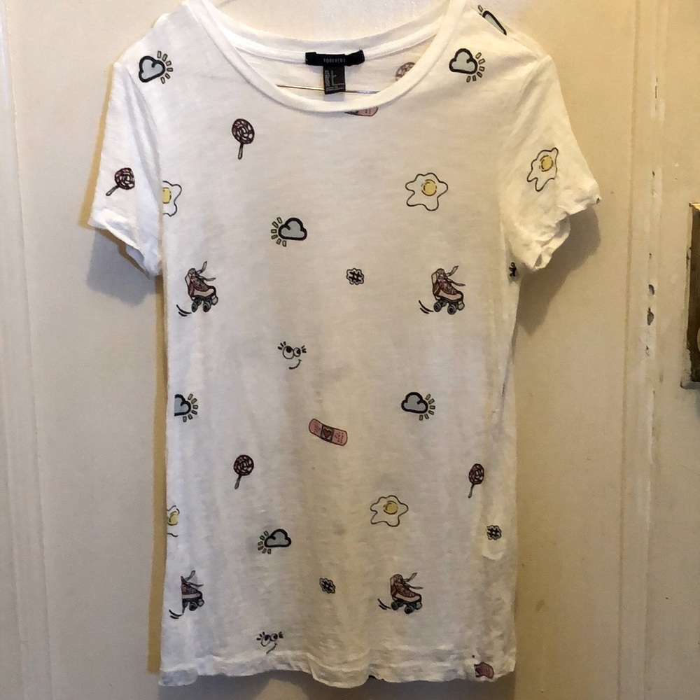Forever 21 Graphic Print T-Shirt Roller Skate Egg